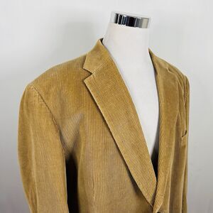 David Taylor 50L Corduroy Blazer 100% Cotton Tan Beige Two Button Lined Vented